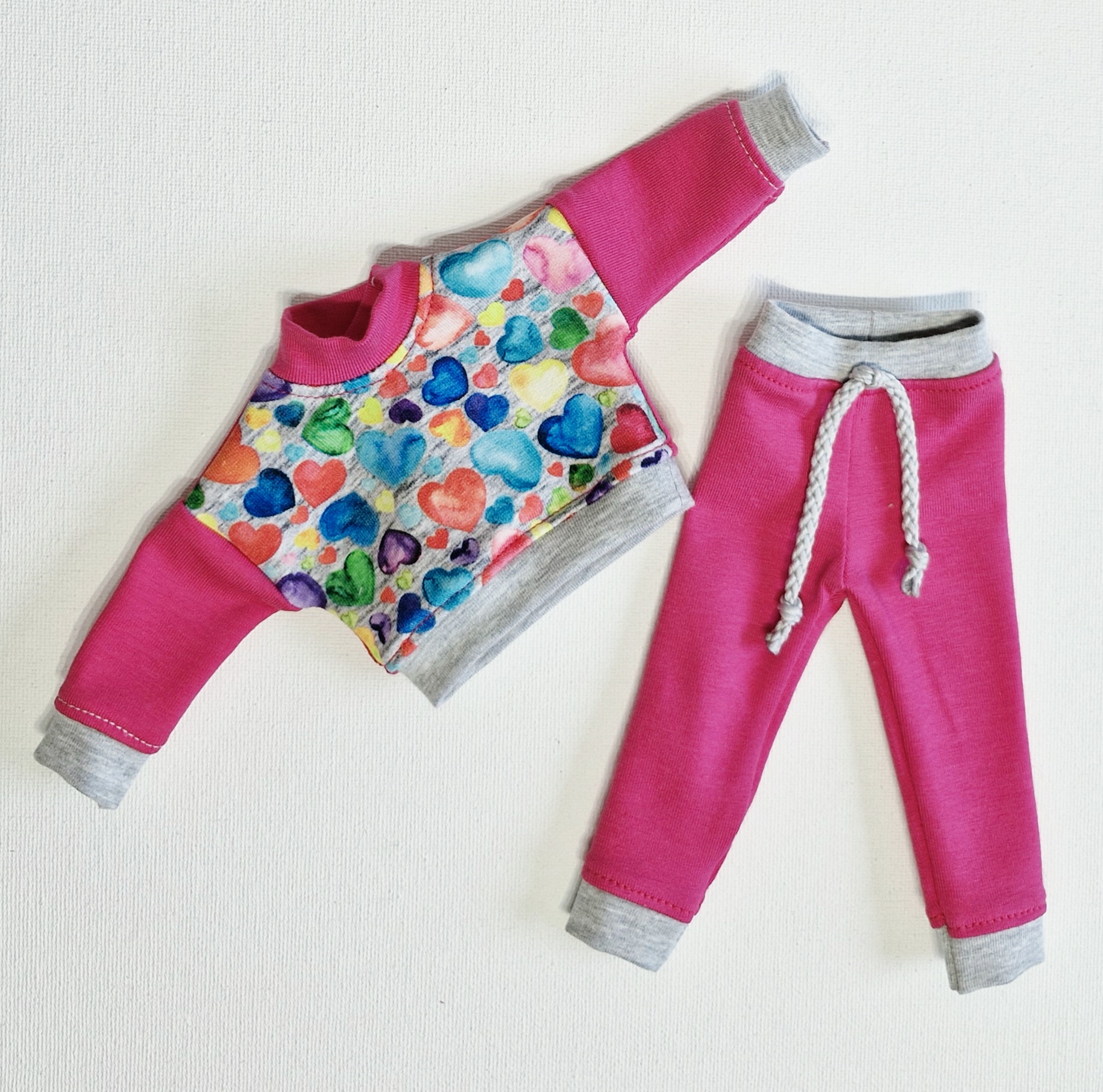 32 cm Paola Reina doll clothes, tracksuit, fuchia pink-hearts