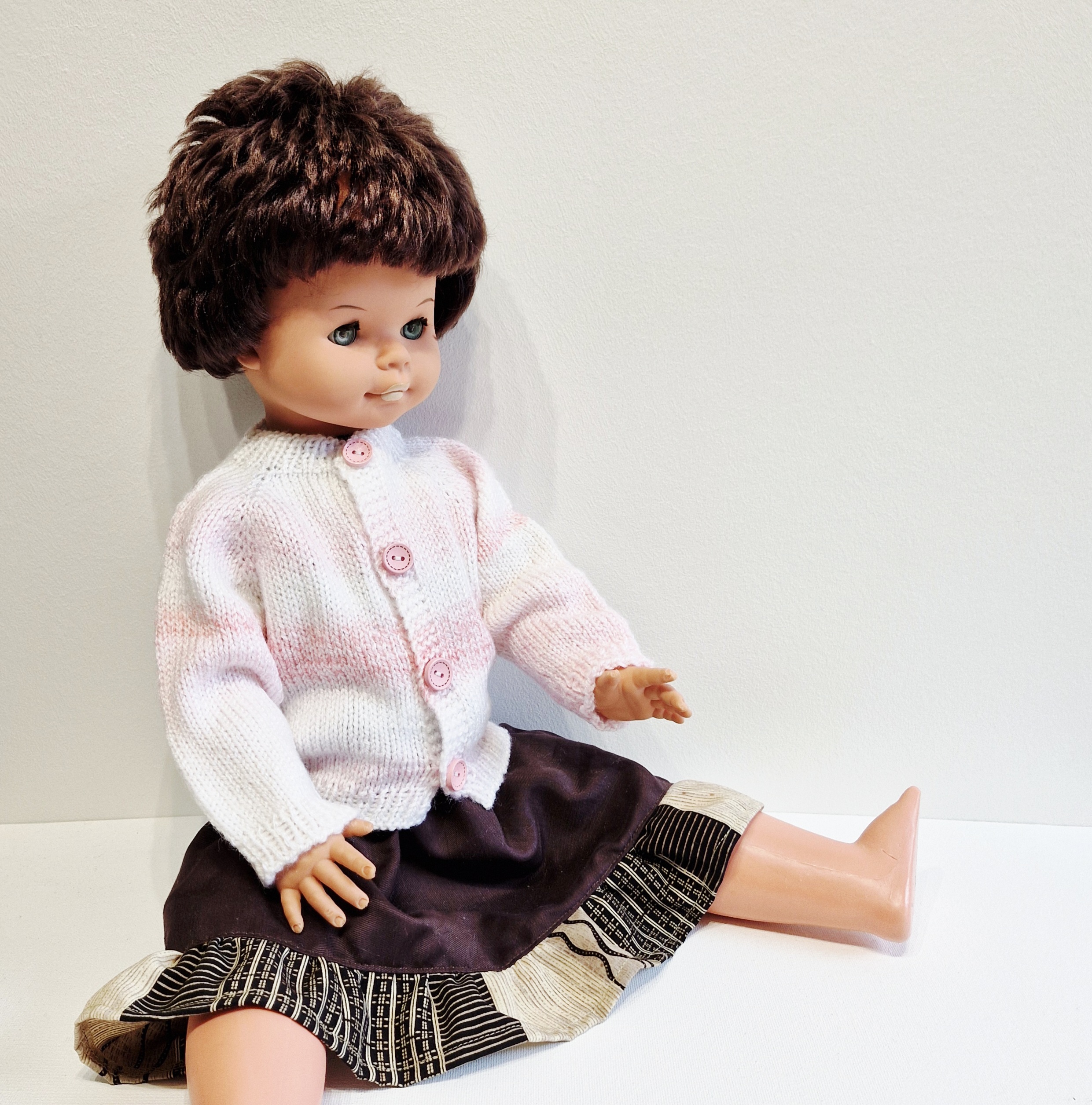 Doll clothes for a 60 cm doll, knitted sweater, pink