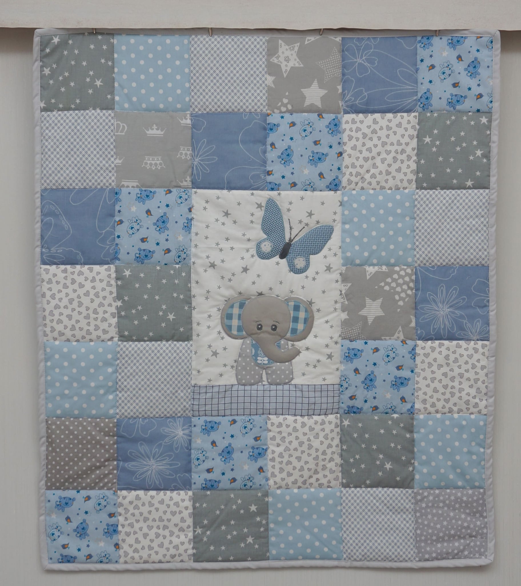 Baby blanket Elephant Erni (95 x 80 cm), blue