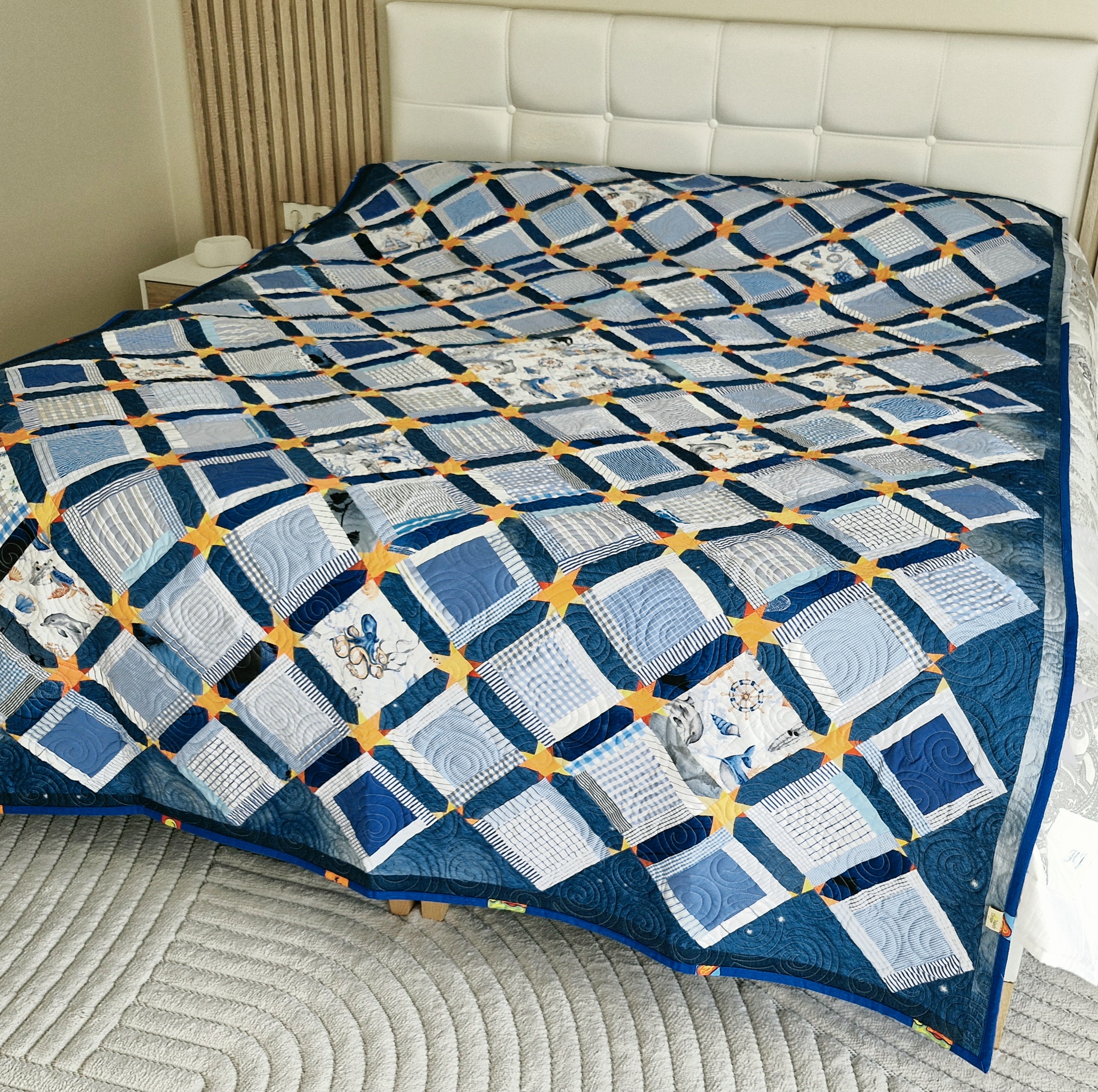 Patchwork Quilt NAUTICAL (180 x 260 cm)